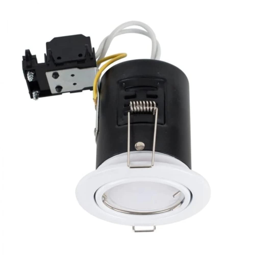 MiniSun | Fire Rated Gloss White Tiltable GU10 Recessed Ceiling Downlight | Ceiling Spots, Home Décor & Improvement Essential | Mains Wired