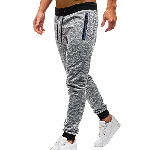MYNKYLL Calça de moletom masculina com zíper e cintura média, calça esportiva casual com bolsos para