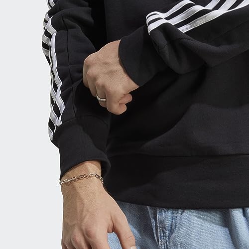 adidas Men's Essentials French Terry 3-Stripes Sweatshirt, Black, M - Image 7