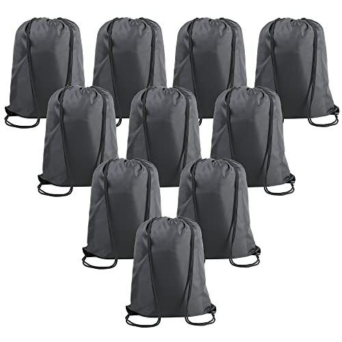 Image of BeeGreen Black Drawstring Backpack Bags Bulk 10 Pack Cinch Sackpack X-Large 22.4 inch L x 17.5 inch W Sports Gym String Bags Machine Washable Heavy Duty for Men Women