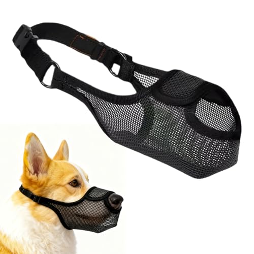 Durable Dog Muzzle for Small, Medium & Large Dogs，Soft & Breathable Air Mesh，Adjustable No-Bite...