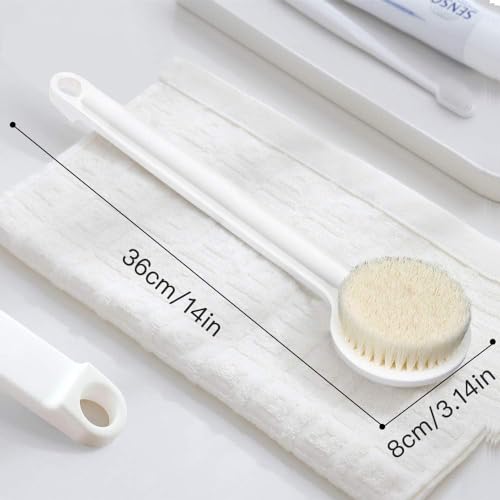 Image of Body Brush Dry Brushing Shower Bath Brush Long Handle Gentle Back Skin Scrubber Exfoliate Massage Improve Blood Circulation Cellulite Treatment