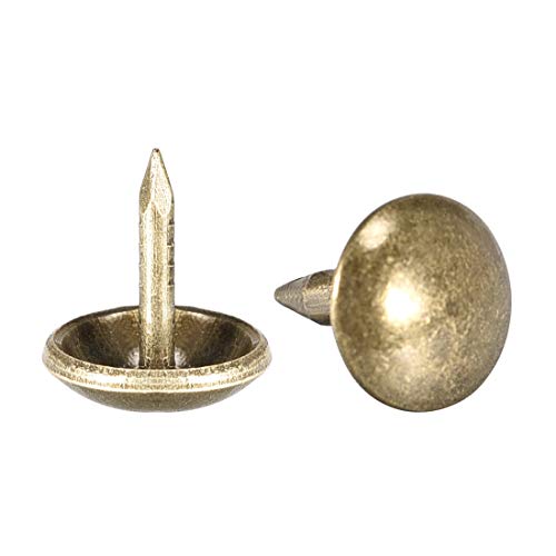 sourcing map Upholstery Nails Tacks 9mm Dia 10mm Height Retro Round Thumb Push Pins Bronze Tone for Furniture Sofa Headboards, 50 Pcs