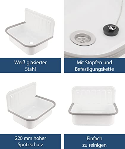 Sanitop-Wingenroth Mit Ablaufgarnitur und Spritzschutz Für die Wandmontage Stahl in weiß 04208 6