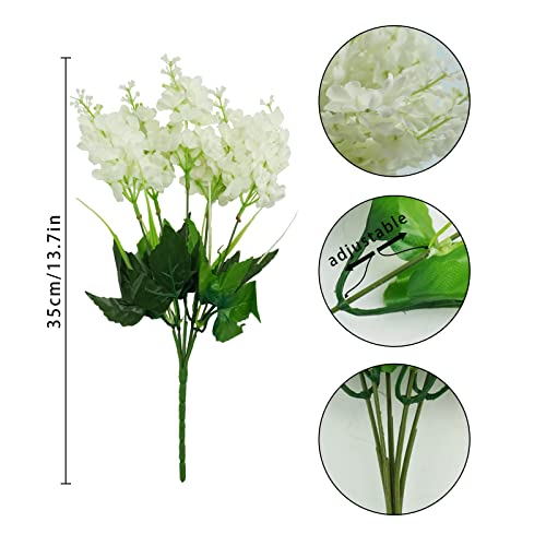 Uieke 6Pcs Artificial Fake Silk Wisteria Flowers, 13.7'' Faux Hyacinth Flowers For Home Garden Outdoor Cemetery Grave Fences Spring Summer Decor Floral Arrangements, White #TOP6