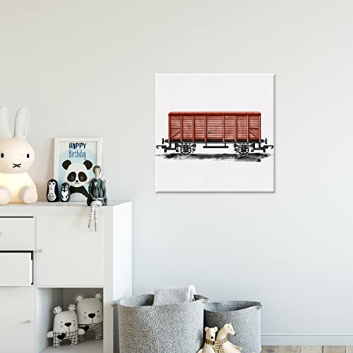 Watercolor Train Wagon Print Transportation Train Paintings Canvas Wall Art 12X12 Vehicles Poster Canvas Nursery Artwork Ready To Hang Home Boys Playroom Bedroom Decor (Framed) #TOP2