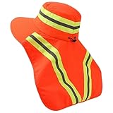 High Vis Hat Reflective Work Safety Sun Hat with Neck Flap Wide Brim Boonie High Visibility UV Protection Fishing Cap for Summer.