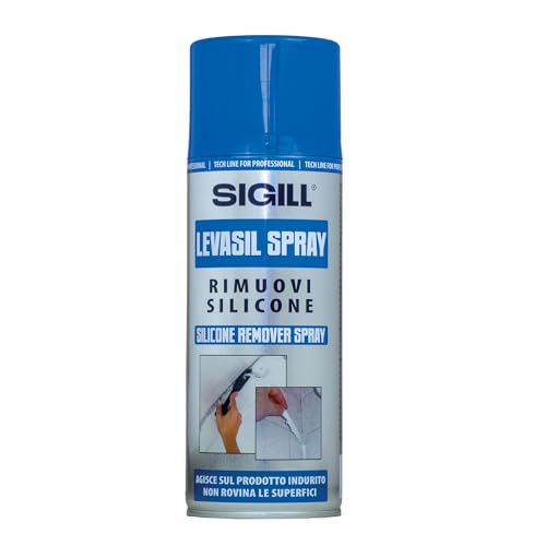Sigill - Levasil Spray Rimuovi Silicone, Bombola 400 ml, Solubilizza Silicone Fresco e Indurito, Non Aggredisce Vetro, Acciaio, Ceramica e Alluminio, Per Serramentisti, Falegnami e Autoriparatori