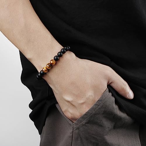 To Mens Gifts Bracelet for Dad Son My Man Boyfriend Husband Brother Grandson Grandpa Bonus Dad Nephew Uncle Birthday Father's Day Anniversary Graduation Christmas Gifts for Him Tiger Eye Mens Bracelet3