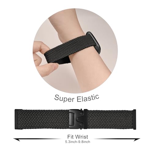 Image of HSWAI Magnetic Braided Compatible with Fitbit Versa 4 Bands for Women /Versa 3 /Sense /Sense 2 Bands, Soft Stretchy Sport Strap Woven Loop Elastic Nylon Wristbands Men