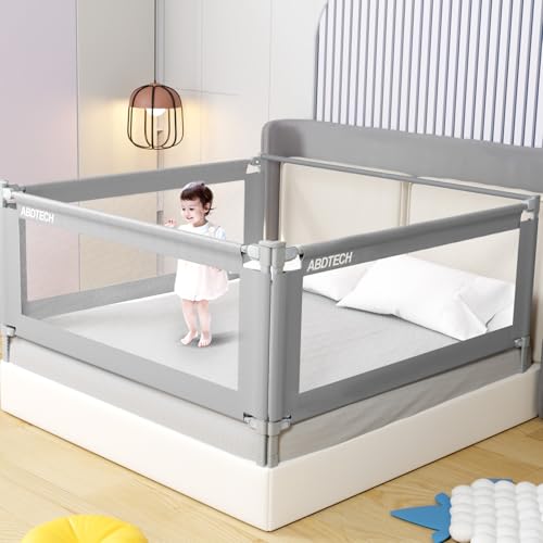 Image of Abdtech Bed Guard Rail for Toddlers - 3 Sides Safety Baby Bed Rail Guard with Reinforced Large S-Shape, Infants Height Adjustment Guardrail for Queen Size Bed -3 Pack, 78.7x78.7x59”
