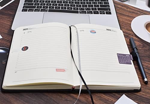2023 2024A5 Diary Planner,23/24 diary day a page, Weekly&Monthly Planner with Monthly tab, Jan-Dec 2023 with Pen Holder, 320Page (Black 2023.07-2024.06)