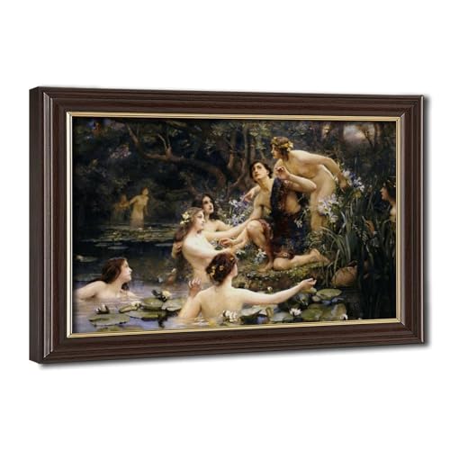 Impression sur toile Hylas et les nymphes de l'eau Henrietta Rae cadre suspendu 20x30 cm