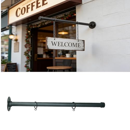 Upgrade Hanging Sign Bracket, 20 Inch Outdoor Sign Holder with Mounting Hardware, Ideal for Storefront, Address Plaques, Shop, Home & Office. Sturdy Outdoor Use Design, Sign Not Included.