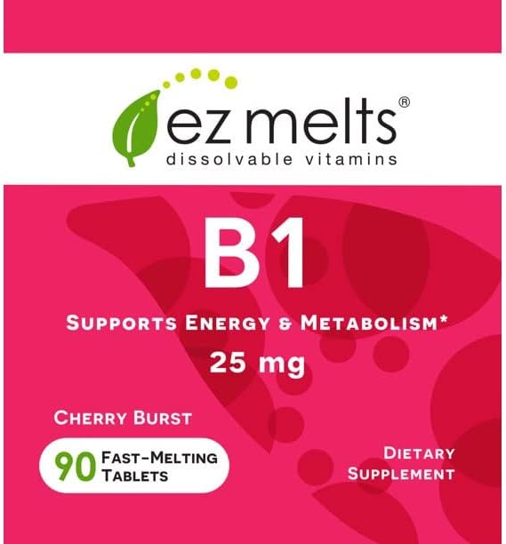 Miniatura 3 de Vitamina B1 como tiamina, 25 mg por porción, vegano, cero azúcar, tiamina promueve membranas mucosas saludables y salud celular.,90 tabletas de