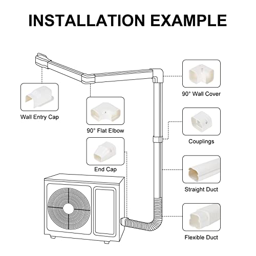 Kalkehay 3" W X 16.1Ft L Line Set Cover Kit For Ductless Mini Split Air Conditioners, Pvc Decorative Cover For Central Ac And Heat Pump Systems Tubing Cover #TOP3