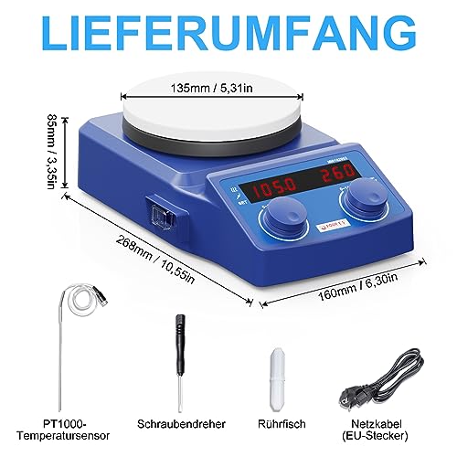 Magnetrührer mit Heizplatte 100-1500 U/min 280°C 5L für Laboranwendungen