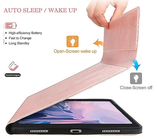 Samsung Galaxy Tablet S8 Plus 2022/S7 Fe 5G 2021 Keyboard, Backlit & Rechargeable - Wireless Detachable Keyboard For Tab S8 Plus/S7 Fe/S7+ Slim Folio Tpu Case With Pencil Holder, Rose Gold #TOP7