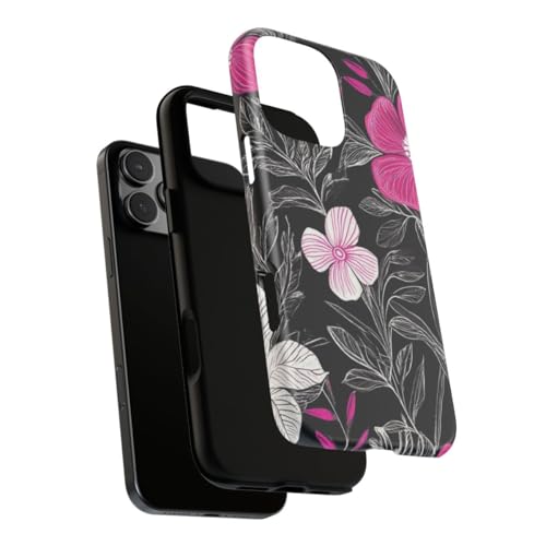 Coque rigide mate floral rose et blanc pour iPhone 16 Pro Max