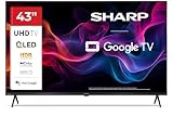 Sharp 43HP5365E - GOOGLE TV, 43" UHD,FRAMELESS,60Hz, QLED HDR10,Dolby Vision HDR,Google Assistant con microfono,Chromecast,Bluetooth, DOLBY Atmos 2x10W, HDMI 2.1 x4, USBx2, Colore nero