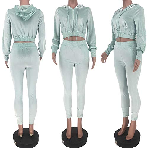 Buy Annystore Velvet Tracksuit for Women 2 Piece Outfit Fall Zip Up