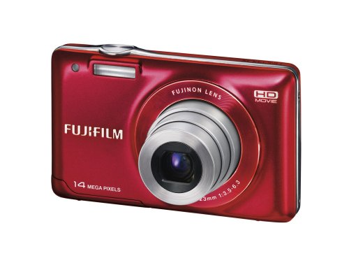 Image of Fujifilm FinePix JX500 14MP Point-and-Shoot Digital Camera (Red) with SD Card, Carry Case