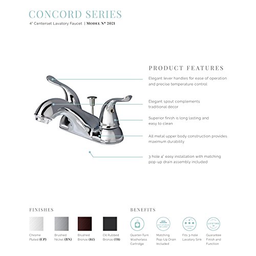 Builders Shoppe 2021Bz Two Handle Centerset Lavatory Faucet With Pop-Up Drain Brushed Bronze Finish #TOP1