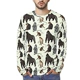 [Outfly] ゴリラ サル チンパンジー 長袖Tシャツ メンズ レディース ロングtシャツ 大きいサイズ トレーナー 丸首 カジュアル ロングスリーブ おしゃれ 春秋冬服 プレゼント L SHB866J