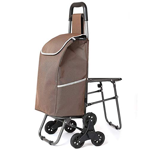 AYCPG Einkaufstrolleys leicht, Treppensteigen, faltbar, Einkaufen, Reisen, Lebensmittelwagen, Koffer, Gepäck, 6 PU-Räder…