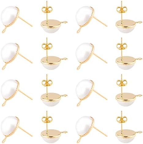 NBEADS 20 Pcs Earring Settings 304 Stainless Steel Ear Pin Ball Post Ear Stud Open Loop Components for Earring Making