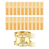 21pack Altos Saxophone Spring Plate and Ligature 2.5 Strength Metal Golden Color Durability Materials Ideal Size Wood Spring Plate