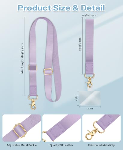 Image of Yonlevres Phone Lanyard Crossbody Strap Wrist Neck Adjustable Women Lilac | Fit Cell Phone Keys and ID Badges, Travel and Daily Use, Hands-free, Work with Full-coverage Phone Case, 2 Tether Tabs, Gifts
