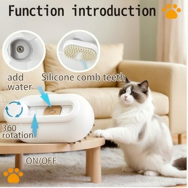 CealumVita Deshedding Glove and Cat Steam Brush,cat grooming set£¬pet hair removal tool £¬with Massage for Dogs and Cats Grooming (Beige spray cmb+gloves-1pair)-6MCozTWZ