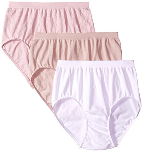 Image of Bali Women's Comfort Revolution Seamless Brief Underwear, Microfiber Stretch Panty, 3-pack