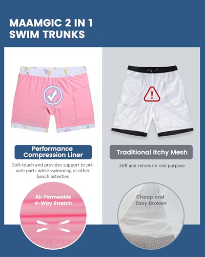Image of maamgic Mens 5 Inch Stretch Swimming Shorts Compression Liner Swim Trunks Swimwear Bathing Suits Beach Wear Swim Suits