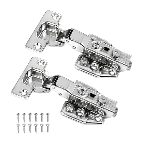 Image of VOLO Cabinet Hinges, Set of 1 (2 Pieces) for Furniture, Wardrobes, Doors, and Storage Units | (3D Soft Close (Stainless Steel), 8 Crank | Half Overlay)