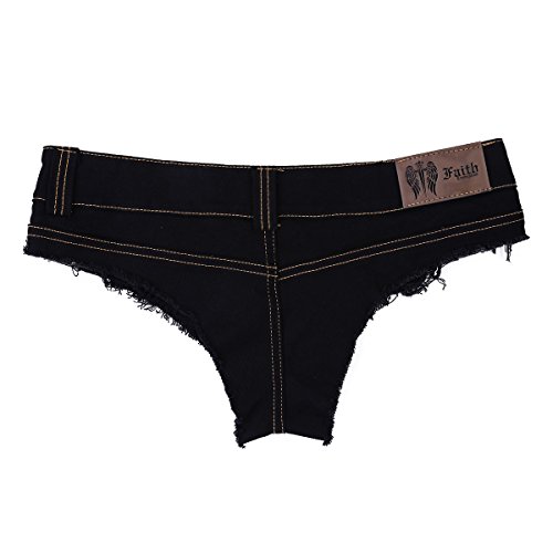 CHICTRY Women's Low Rise Mini Denim Shorts Cheeky Thong Jeans Shorts Hot Pants