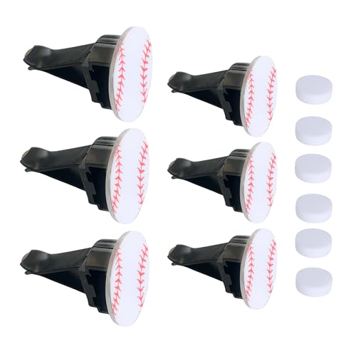 Vagocom - 6Pcs Baseball Car Air Vent Clip,Sport Car Air Conditioning Outlet Clip for Car Air Freshener, Interior Accessories(1.2inch,1.4inch)