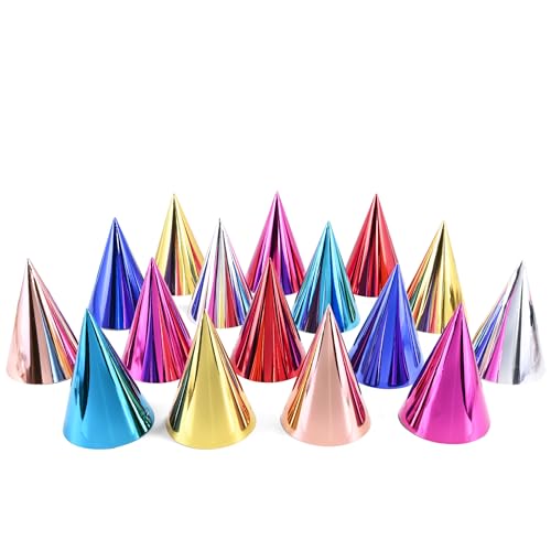CANREVEL 28 PCS Pre-Assembled Party Hats for Adults Party Supply for Party Decorations Party Headwear for Birthday Celebration for Women Men Shiny