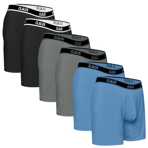 CLALER Boxer da uomo in bambù, anti sfregamento, morbidi e confortevoli, biancheria intima da uomo, traspirante, confezione da 6, Nero* 2, grigio* 2, blu* 2, S