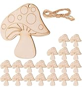 SHINEOFI 20pcs Unfinished Wood Slices Mushroom Wood Cutout Blank Wood Shapes Slice Discs Embellis...