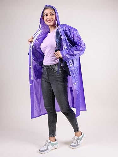 Image of Rupa Rainsuit Women Waterproof PVC Raincoat with Hood & Carry Bag | Lightweight Rainwear for Women with Front Zip | Solid Color | Standard Length | Pack of 1