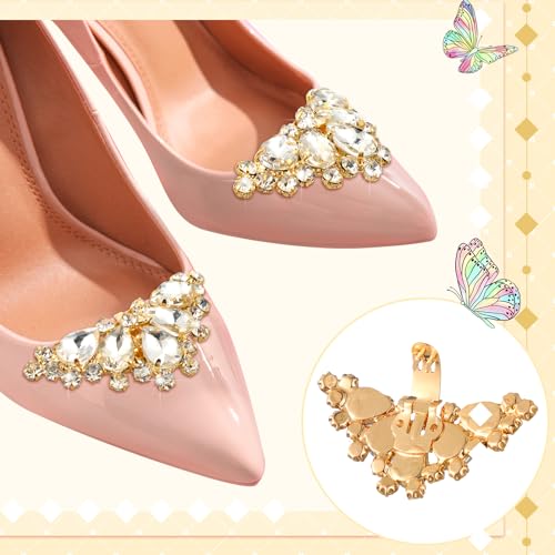 Image of XunYee 12 Pcs Rhinestone Bow Shoe Clips Buckle Decorative Bow Clips for Shoes Elegant Removable Shoe Charms for Women, 6 Style