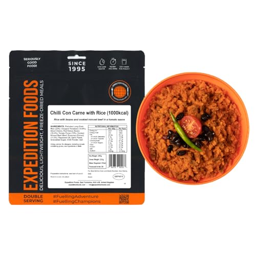 EXPEDITION FOODS Chilli Con Carne with Rice (Double Serving / 1000KCAL) | Freeze-Dried Camping & Hiking Food