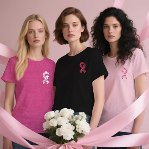 Pink Ribbon Heart Shirt for Women Breast Cancer Survivor T-Shirts Womens Breast Cancer Shirts4