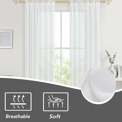 Rideaux transparents lavables blanc 140x210 de décoration moderne - 3