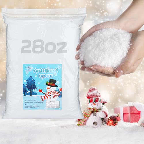 Biggun 28Oz Water-Free Fake Snow Christmas Village Decorations, Lifelike Fire-Resistant Dry Faux Snow for Winter Wonderland Decorations