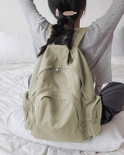 School Backpack for Girls Boys, Lightweight Middle School Bookbag, Casual Daypack Classic College High School Backpack for Women Men, Waterproof Travel Daypack - Khaki2