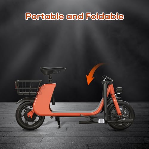 RIDWIND Electric Scooter with Seat for Adults, 450W Motor Foldable E Scooter for Adults with LCD Display,15.5MPH, 20 Miles Range, Max Load 265LB, UL2277 Certificate, Red - Thumbnail 6