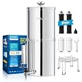 8-Stage Alkaline Gravity Water Filtration System 3.0 Gallon – 304 Stainless Steel Countertop System with 4 Filters and Stand, Increases pH, Reduces 99.9% Chlorine & Heavy Metals